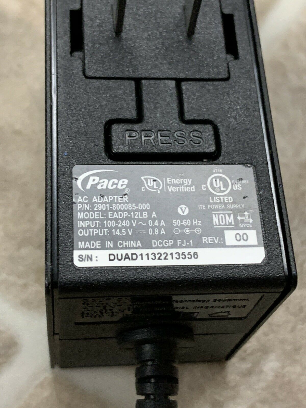 *Brand NEW*Pace 14.5V 0.8A AC DC Adapter EADP-12LB A 2901-800085-000 POWER SUPPLY *Brand NEW*Pace 14.5V 0.8A AC DC Adapter EADP-12LB A 2901-800085-000 POWER SUPPLY